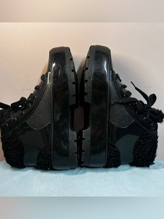 Melissa Black Patent Fluffy Collar Platform Sneaker - Picture 6 of 11
